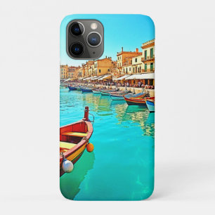 Capa Para iPhone 11 Pro Vibrant Mediterranean Port Life Design