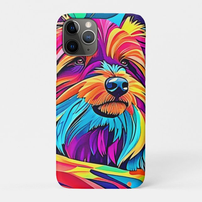 Capa Para iPhone 11 Pro Vibrant Yorkie Pop Art (Verso)