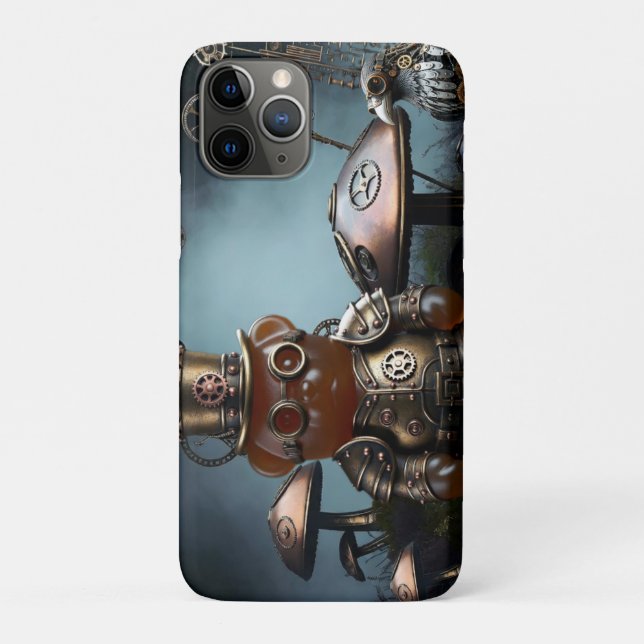 Capa Para iPhone 11 Pro Victorian Clockwork Gummy Bear Mechanical Raven (Verso)