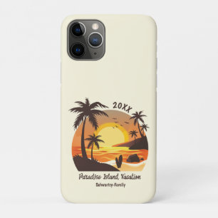 Capa Para iPhone 11 Pro Vintage Beach Sunset Vacset surf laranja castanho