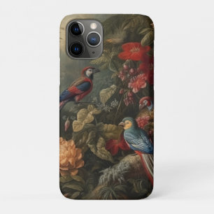 Capa Para iPhone 11 Pro Vintage botânica bird flores no paraíso