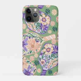 Capa Para iPhone 11 Pro Vintage Floral Pickleball Design