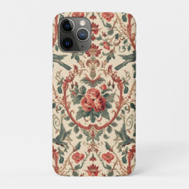 Capa Para iPhone 11 Pro Vintage Rose & Bird Pattern Romantic Art Nouveau