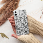 Capa Para iPhone 11 Pro Vintage Sea Creatures Padrão Preto Branco<br><div class="desc">Esta design náutica apresenta um padrão preto e branco de legendárias criaturas marinhas e instrumentos de navegação.</div>