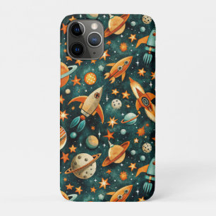 Capa Para iPhone 11 Pro Vintage Spacecraft Rocket ships Pattern - Cosmos(3