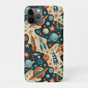 Capa Para iPhone 11 Pro Vintage Spacecraft Rocket ships Pattern - Cosmos(4