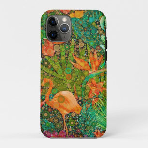 Capa Para iPhone 11 Pro Vintage Verão Flamingo, Horto Tropical Floral