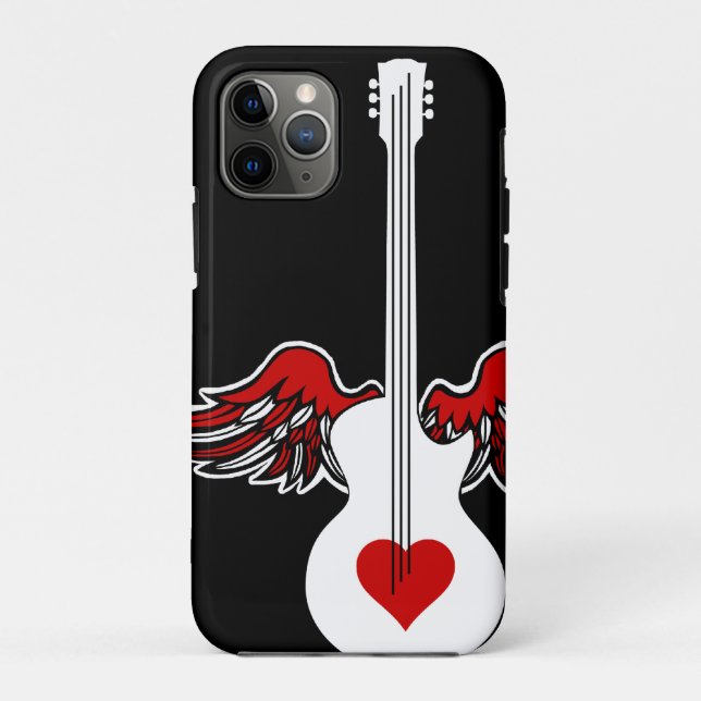 Capa Para iPhone 11 Pro Violão de Coração Voador (Verso)