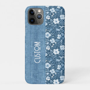 Capa Para iPhone 11 Pro Vista de Né Azul Botânico Elegante Personalizada