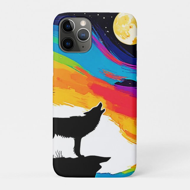 Capa Para iPhone 11 Pro Wolf Moon Howl Art (Verso)