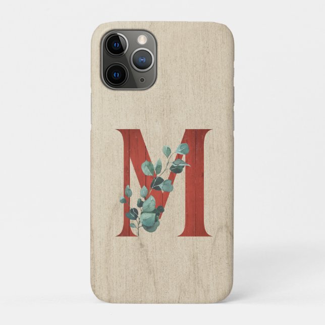 Capa Para iPhone 11 Pro Wood Russo e Eucalyptus - Letra M (Verso)