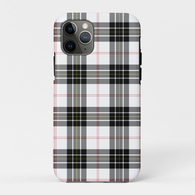 Capa Para iPhone 11 Pro Xadrez branca preta de tartan MacPherson (Verso)