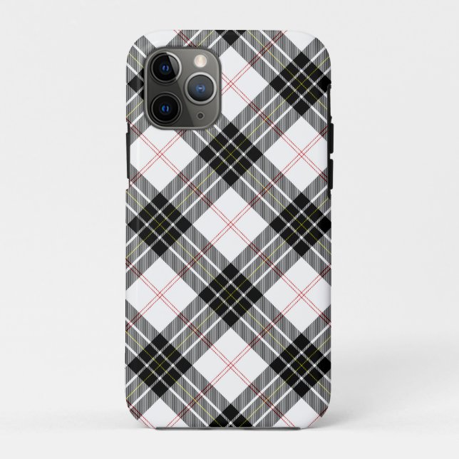 Capa Para iPhone 11 Pro Xadrez branca preta de tartan MacPherson (Verso)