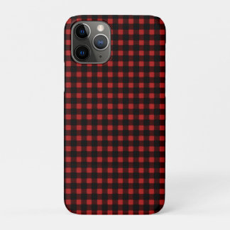 Capa Para iPhone 11 Pro Xadrez preta vermelha do búfalo do inverno do
