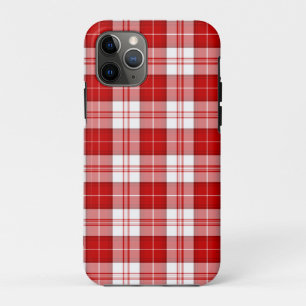 Capa Para iPhone 11 Pro Xadrez vermelho e branco tartan Menzies