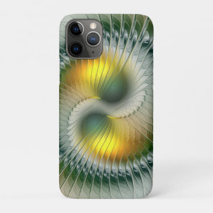 Capa Para iPhone 11 Pro Yin Yang Verde Amarelo Abstrato Colorido Fractal