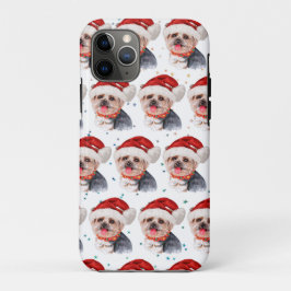 Capa Para iPhone 11 Pro Yorkshire Terrier Dog Raça Estrelas de Natal