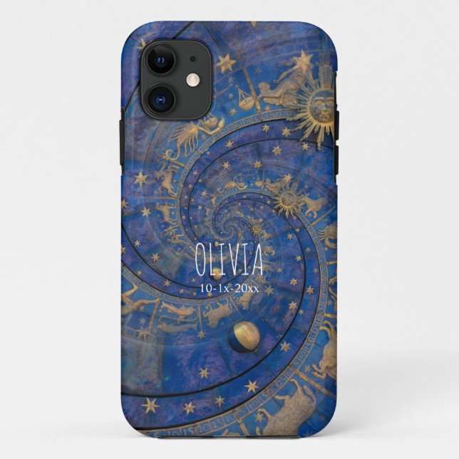 Capa Para iPhone 11 Produto: Zodíaco Espiral Celestial Personalizado (Verso)