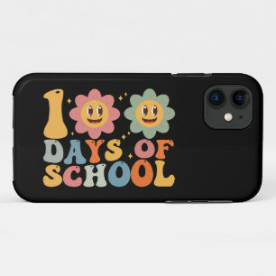 Capa Para iPhone 11 Professor Crianças Retro Groovy 100 Dias de Escola