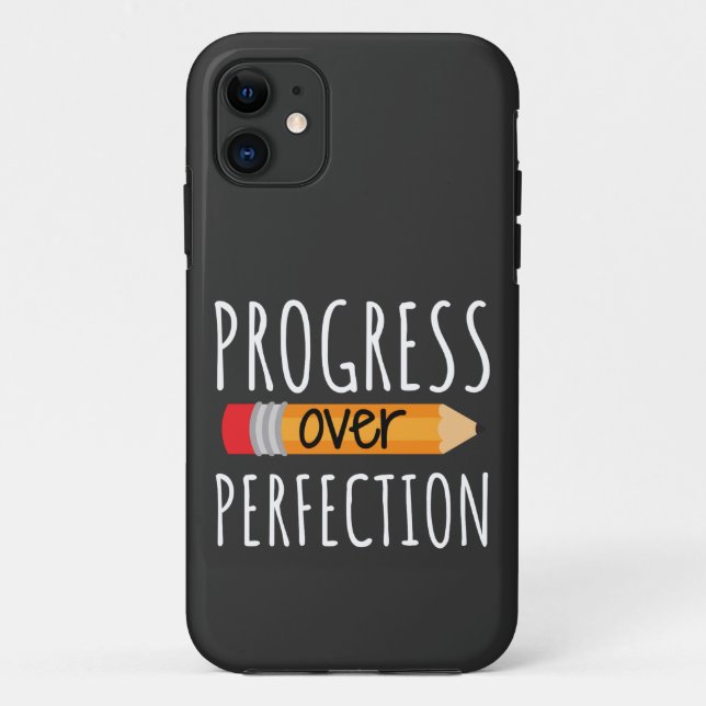 Capa Para iPhone 11 Progresso Motivacional Sobre A Perfeição (Verso)
