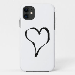 Capa Para iPhone 11 Projeto preto e branco do coração do amor