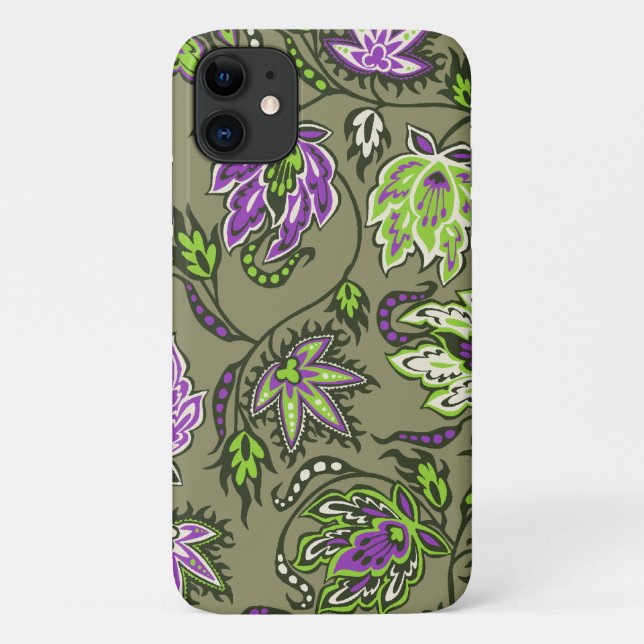 Capa Para iPhone 11 Protea Batik Hawaiian Tropical Khaki (Verso)