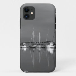 Capa Para iPhone 11 Protector celular foto preto e branco, embarcações