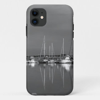 Capa Para iPhone 11 Protector celular foto preto e branco, embarcações