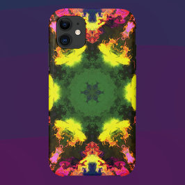 Capa Para iPhone 11 Psicodélica Flor de Mandala, Cor-de-rosa, amarelo 