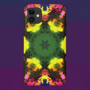 Capa Para iPhone 11 Psicodélica Flor de Mandala, Cor-de-rosa, amarelo