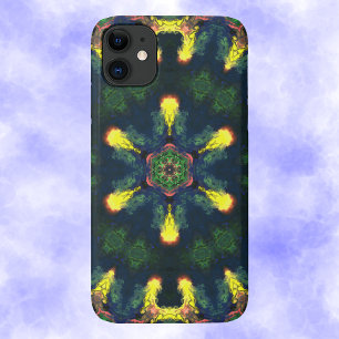 Capa Para iPhone 11 Psicodélica Hippie Amarelo Azul e Verde