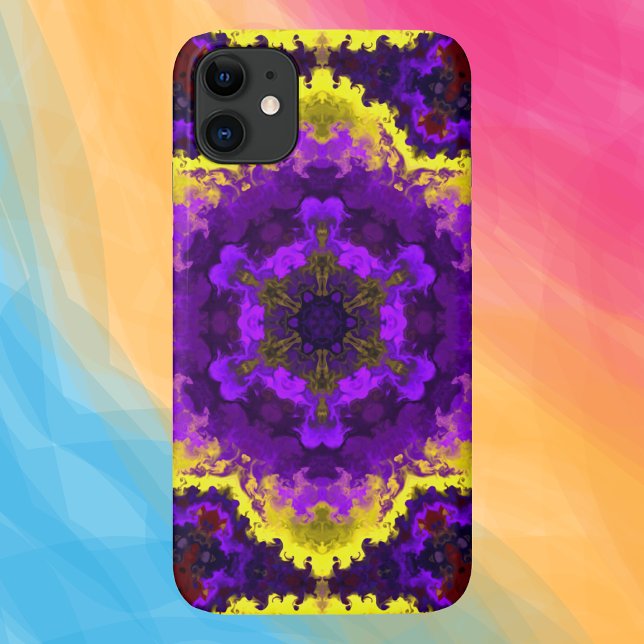 Capa Para iPhone 11 Psicodélico Flor Amarelo e Puro de Mandala (Criador carregado)