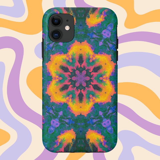 Capa Para iPhone 11 Psicodélico Hippie Laranja e Roxo (Criador carregado)