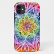 Psychedelic, Hippie, Flor Mandala iPhone 11 Caso