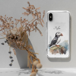 Capa Para iPhone 11 Puffin em uma Rocha Aquarela, personalizado