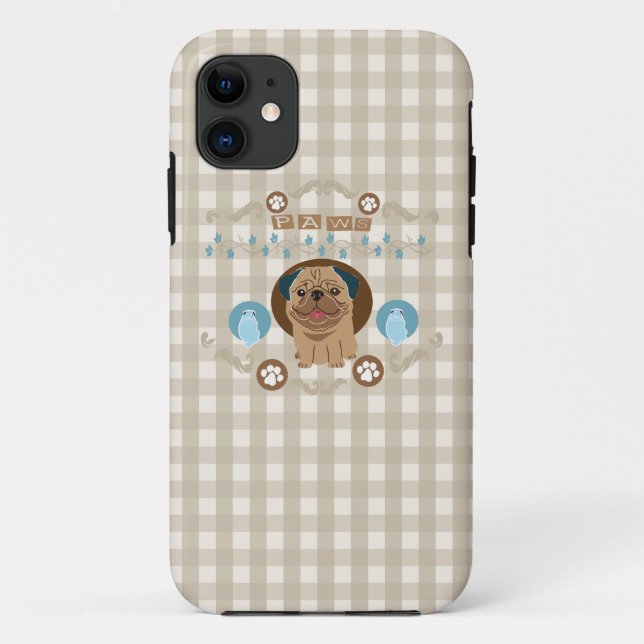 Capa Para iPhone 11 Pug e patas (Verso)