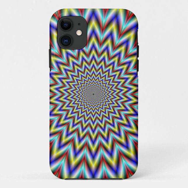 Capa Para iPhone 11 Pulsar em Amarelo Vermelho e Azul (Verso)