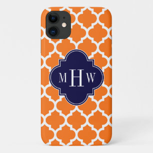 Capa Para iPhone 11 Pumpkin White Marroquino #5 Marinho 3 Monograma In