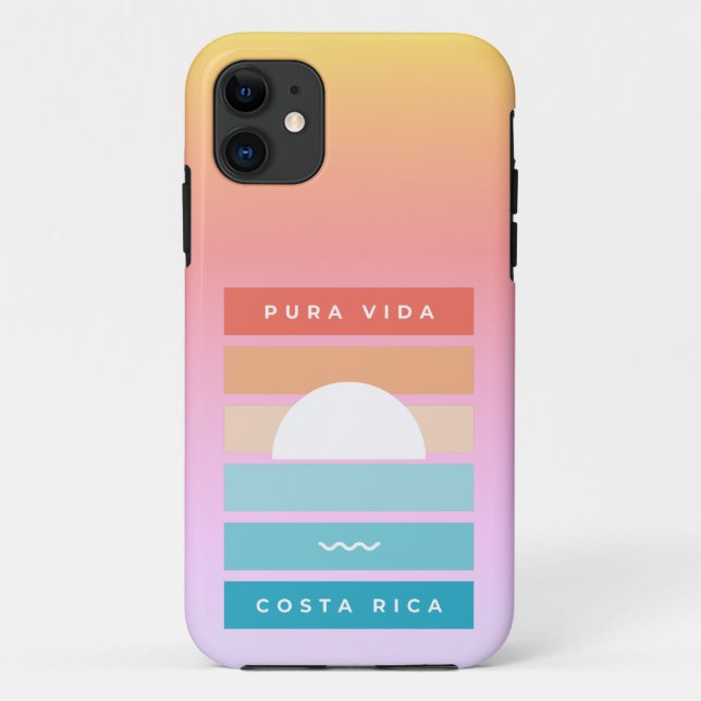Capa Para iPhone 11 Pura Vida Costa Rica Beach Sunset (Verso)