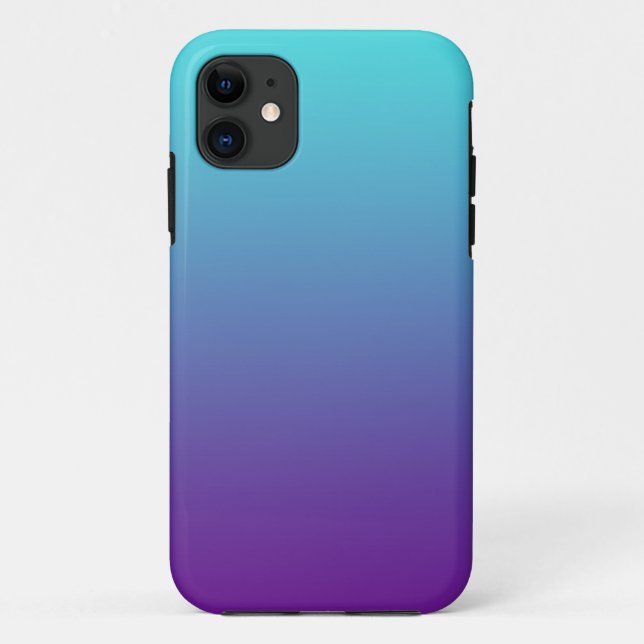Capa Para iPhone 11 Púrpura Azul, Turquesa, Gradiente Simples (Verso)