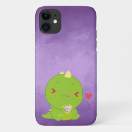 Capa Para iPhone 11 Púrpura De Cookie Gelada Com Dinossauro Gelado