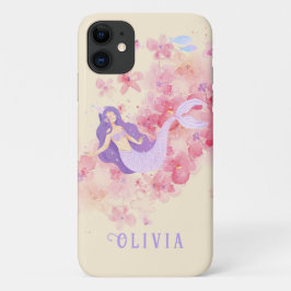 Capa Para iPhone 11 Púrpura de Sereia Cuta Sob o mar para Meninas