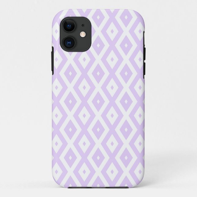 Capa Para iPhone 11 Púrpura e padrão de diamante branco (Verso)