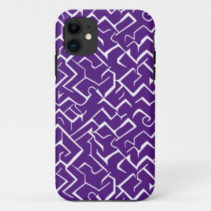 Capa Para iPhone 11 Púrpura e Preto Branco Maze Moderno