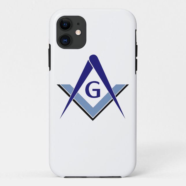 Capa Para iPhone 11 Quadrado & compassos azuis modernos (Verso)