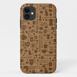 Capa Para iPhone 11 Quadrado do teste padrão do café