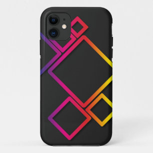 Capa Para iPhone 11 Quadrados coloridos incríveis em preto nº 1