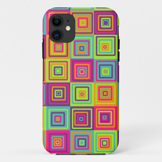 Capa Para iPhone 11 Quadrados Geométricos Coloridos (Verso)