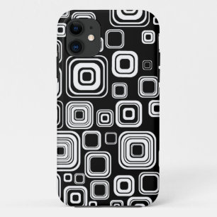 Capa Para iPhone 11 Quadrados preto e branco retros