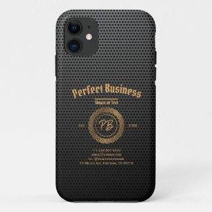 Capa Para iPhone 11 Quadrinhos de luxo preto de quadro Dourado monogra